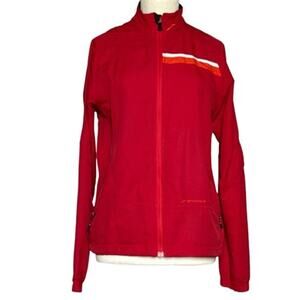 Brooks Women's Running Jacket - Red Windbreaker with Reflective Stripes - Size M